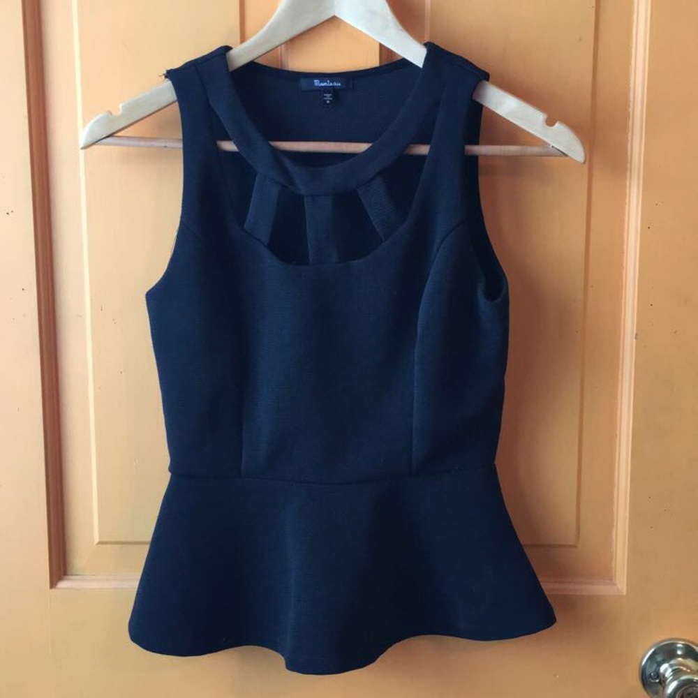 Black peplum style top